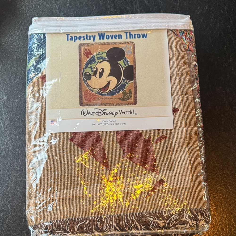 Vintage Disney World Woven Throw - NWT